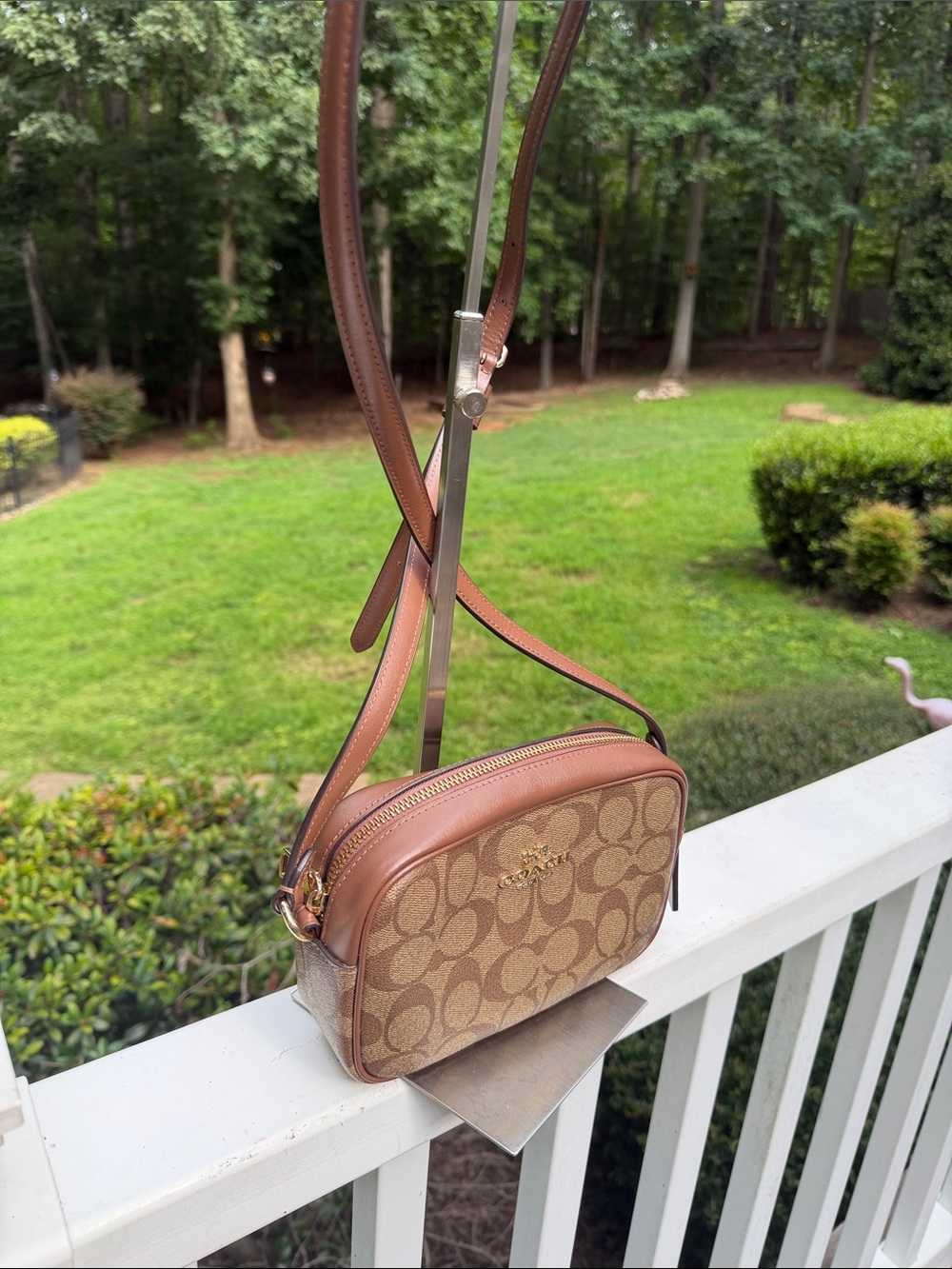 Coach Mini Jamie Camera Bag Tan Signature coated canvas with Brown Leather Trim - Picture 5 of 17